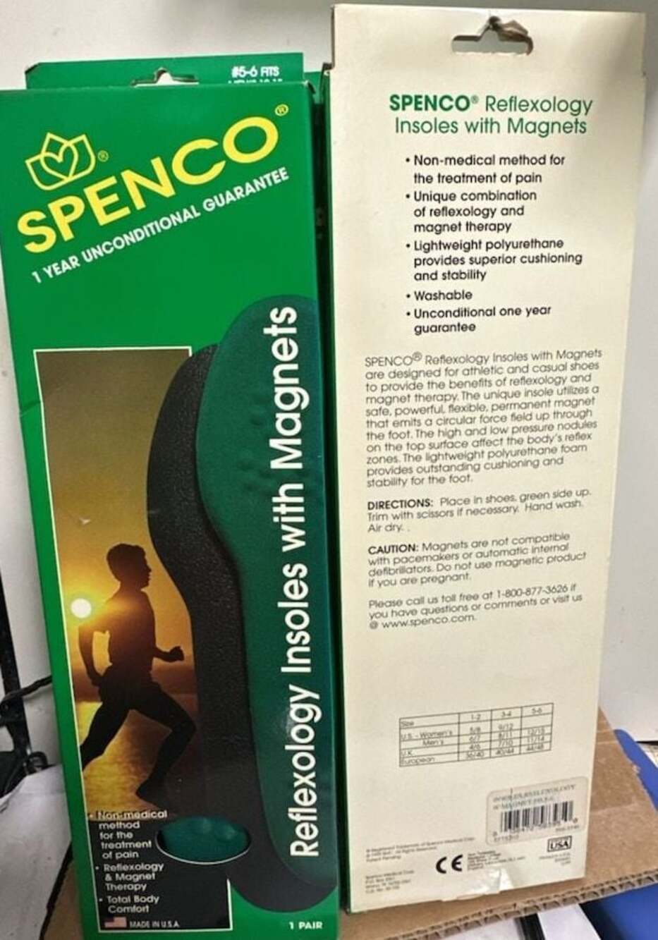Spenco Reflexology Insoles with Magnets # 5-6 Fits Men's 12-15)